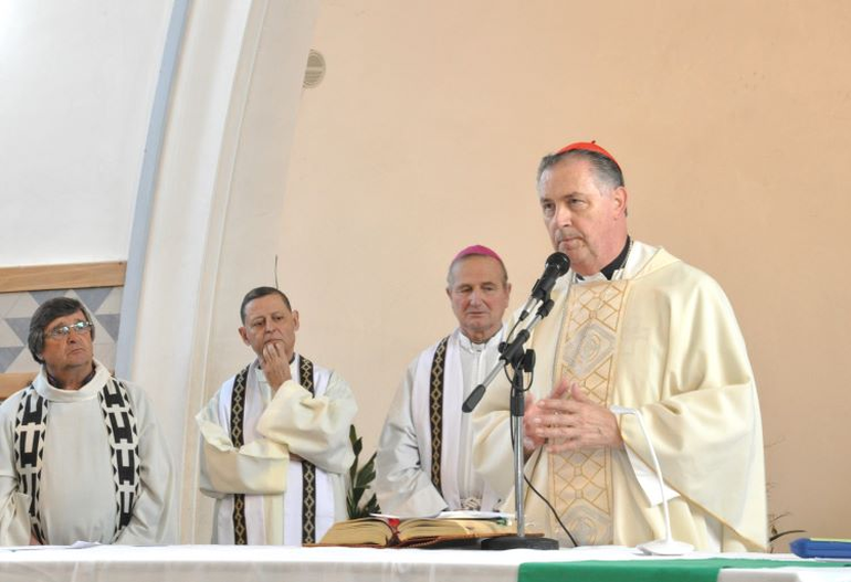El cardenal español Ángel Fernández Artime, proprefecto del Dicasterio para la Vida Consagrada del Vaticano, en una misa en Junín de los Andes.