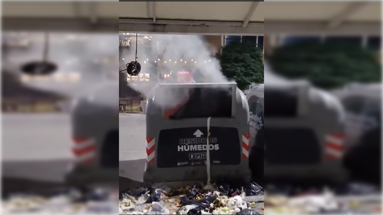 El contenedor incendiado esta ubicado en pleno centro de la capital.&nbsp;