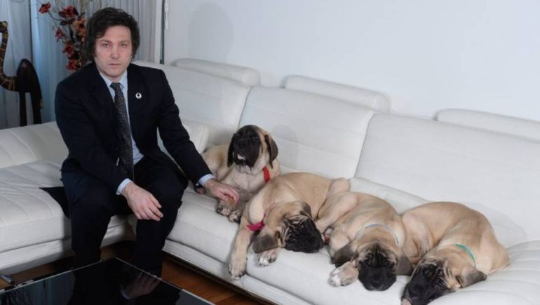 Javier Milei y una de las últimas fotos con sus perros. Foto: Caras. Javier Milei y una de las últimas fotos con sus perros. Foto: Caras.