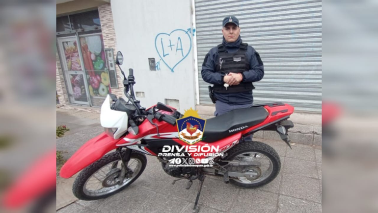 La moto fue ubicada una hora después