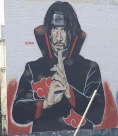 Imagen compartida por Cole Sprouse: dibujo de Keanu Reeves disfrazado como personajes de Naruto