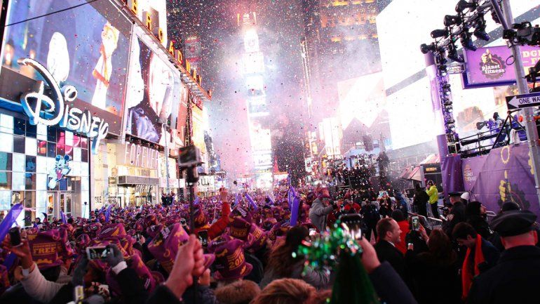Celebración de año nuevo en Times Square antes de la pandemia.