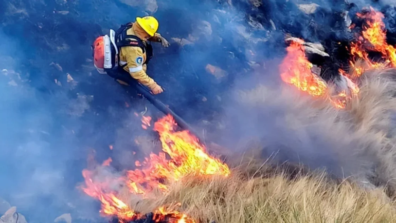 El incendio en Puerto Madryn se originó en una zona de pastizales al norte de la ciudad. El incendio en Puerto Madryn se originó en una zona de pastizales al norte de la ciudad.