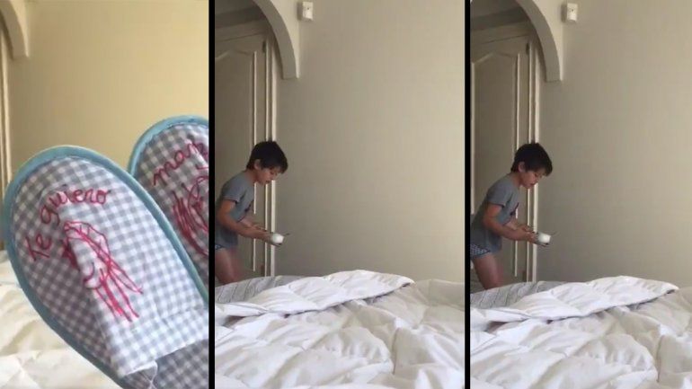 Le quiso llevar el desayuno a su mamá a la cama, pero la sorpresa le salió mal