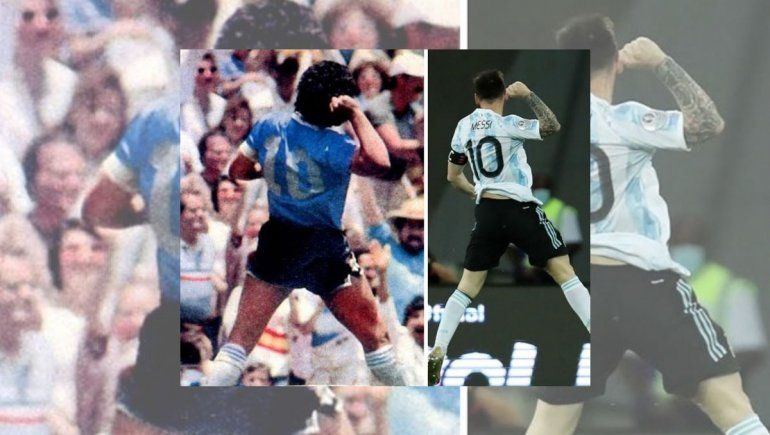 ¿Homenaje?: el festejo de Messi idéntico al de Diego ante los ingleses