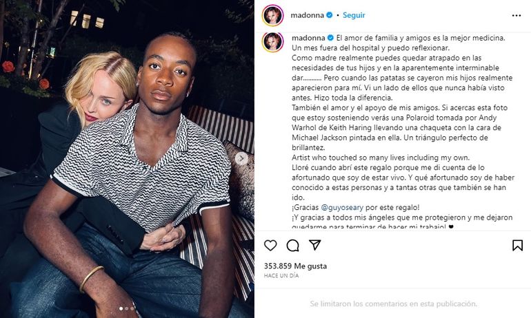 Madonna agradeció a su entorno por el aguante estos días. Madonna agradeció a su entorno por el aguante estos días.