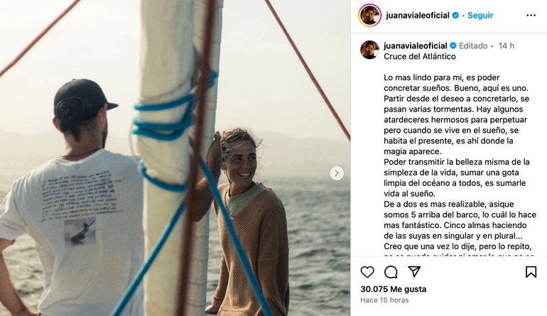 Juana Viale reflexionó sobre su viaje en altamar. Juana Viale reflexionó sobre su viaje en altamar.