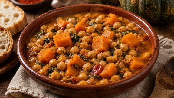 Cazuela de garbanzos y calabaza: el plato vegano que reconforta
