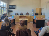 Una de las audiencias del juicio por la estafa a una mujer de 87 años en Esquel. 