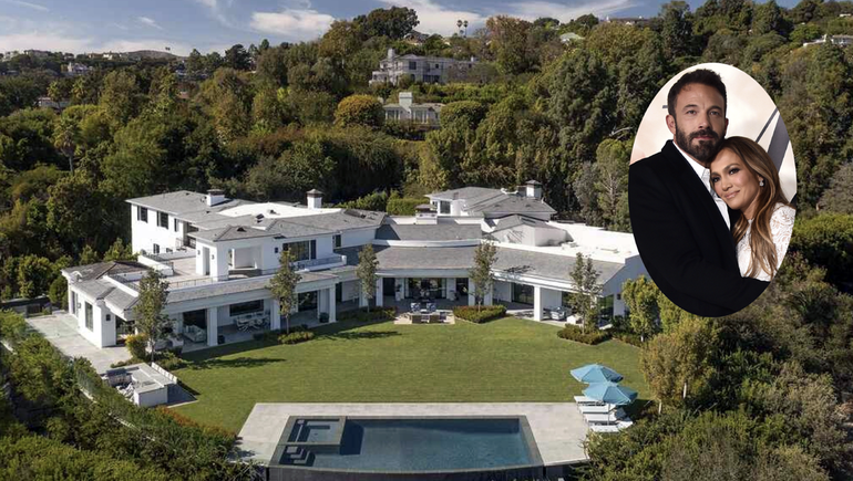 Una vista área de la mansión que Jennfier López y Ben Affleck poseen en Los Ángeles, en el estado de California. Una vista área de la mansión que Jennfier López y Ben Affleck poseen en Los Ángeles, en el estado de California.