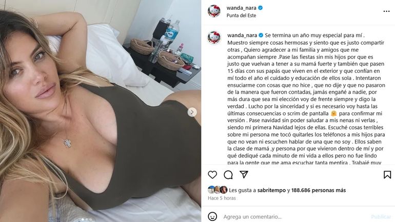 El posteo de Wanda Nara para fin de año El posteo de Wanda Nara para fin de año