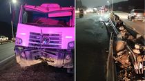 Por esquivar a un auto que drenó en Ruta 7, un camión terminó contra un guardarraíl Por esquivar a un auto que drenó en Ruta 7, un camión terminó contra un guardarraíl