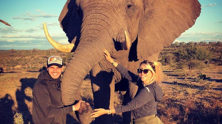 La pareja se hospedó en un hotel de Sudáfrica instalado en el medio de la selva.