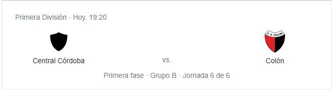 Central Córdoba Vs. Colón