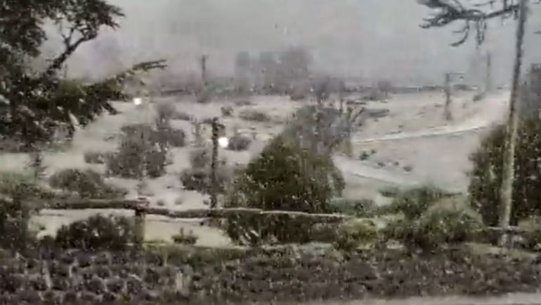 Llegó la primera nevada del año a Villa Pehuenia y San Martín