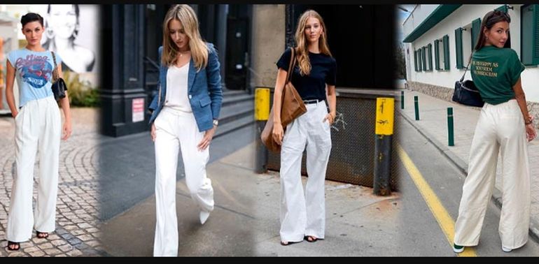 Pantalones palazzo blancos