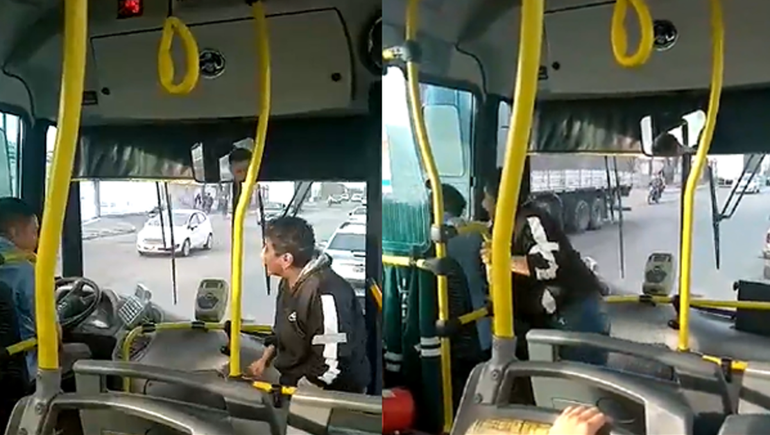 Subió a un colectivo y agarró a trompadas al chofer porque le chocó el auto