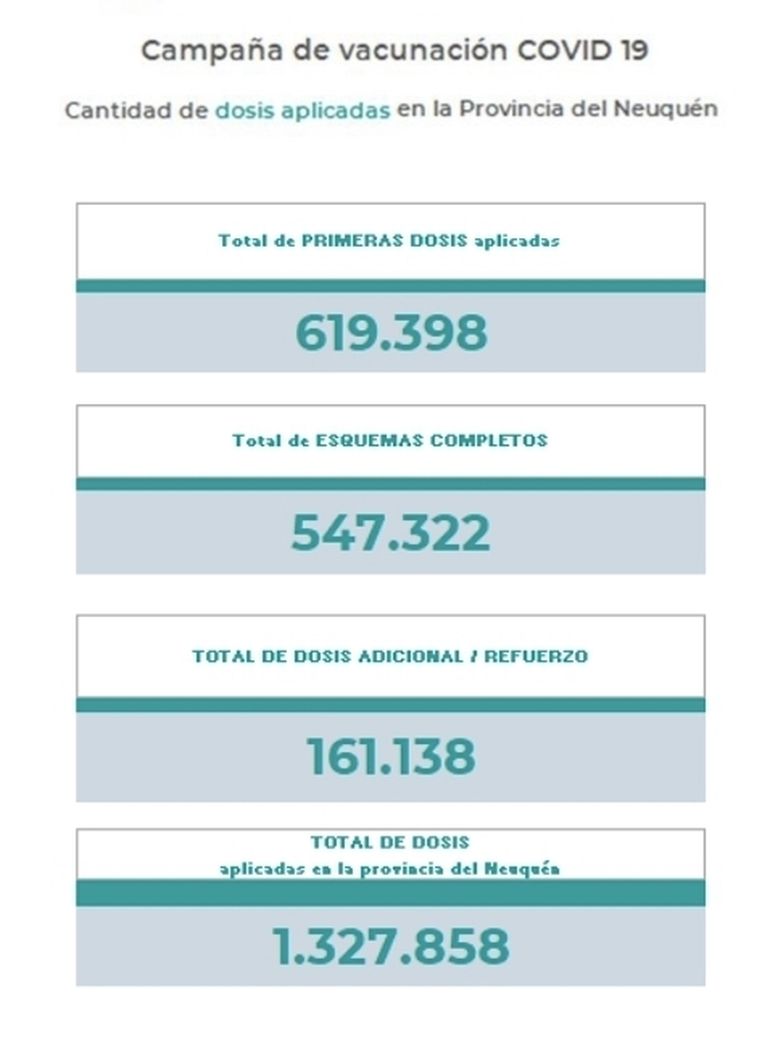 Estadísticas del Ministerio de Salud de Neuquén (11/1/2022).