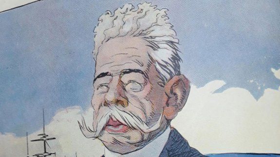 Caricatura de Carlos Bouquet Rold&aacute;n, publicada en la revista &ldquo;Caras y Caretas&rdquo; en 1903.
