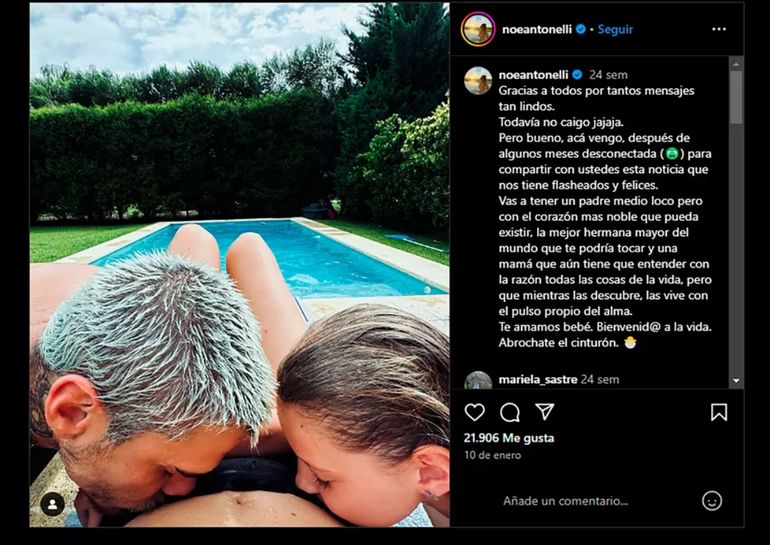 Así había anunciado Noe Antonelli su embarazo Así había anunciado Noe Antonelli su embarazo