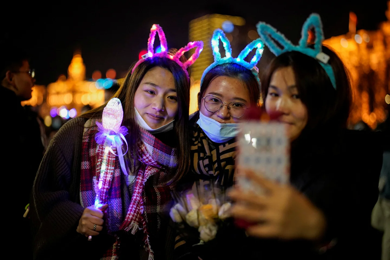 Festejos de Año Nuevo en Shanghái.