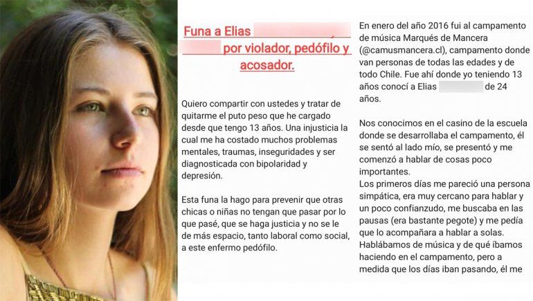 Rafaela Vicuña, sobrina del actor chileno, confesó que fue violada a los 13 años