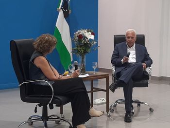 Hugo Sánchez, durante la presentación de su libro en la ciudad de General Roca.