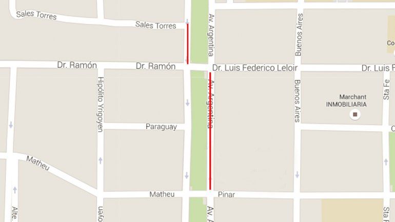 Cortes al tránsito en Avenida Argentina