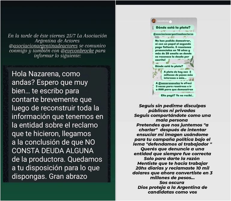 El descargo de Nazarena Vélez El descargo de Nazarena Vélez