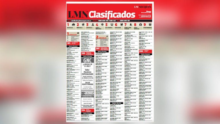 Los clasificados del día en LM Neuquén