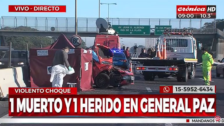 Accidente fatal en la General Paz: un auto chocó con el guardarrail y una persona murió