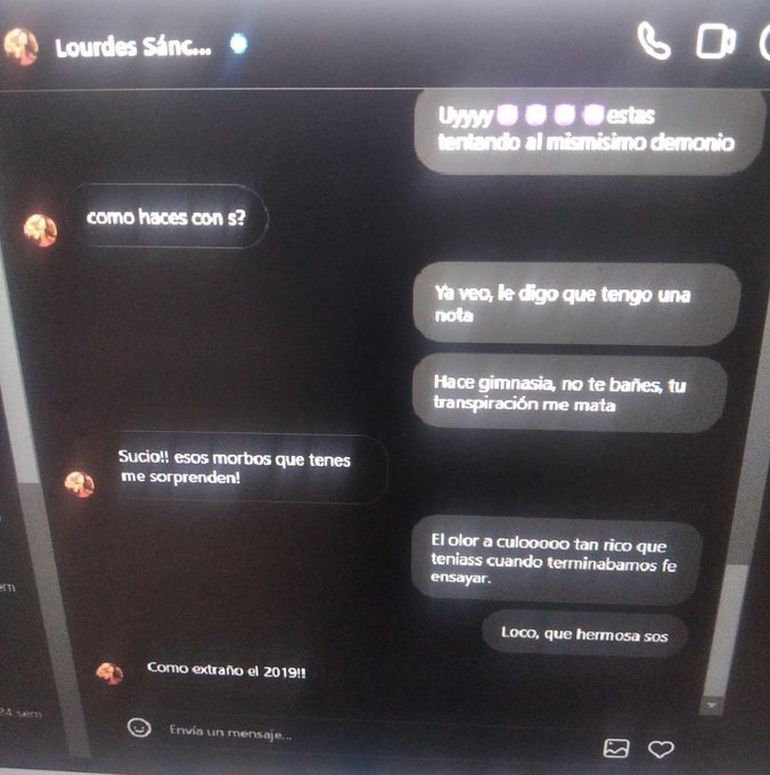 El supuesto chat entre Lourdes Sánchez y Fede Bal que se hizo viral en las redes sociales.