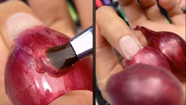 TikTok: una mujer causa furor por decorar sus uñas con cáscaras de cebolla