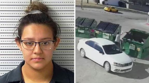 Graban a una joven cuando tiraba a su beba a la basura