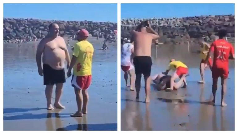 El hombre de 60 años se tomó a golpes de puño con los guardavidas en plena playa.