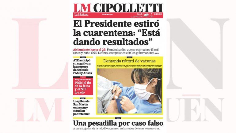 La edición impresa de LM Cipolletti de hoy