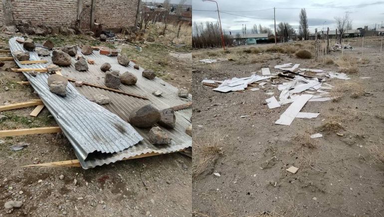 Los estragos que dejó el viento en Zapala. Los estragos que dejó el viento en Zapala.