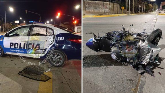 Motociclista chocó con un móvil de la Policía: ¿Alguien pasó en rojo?