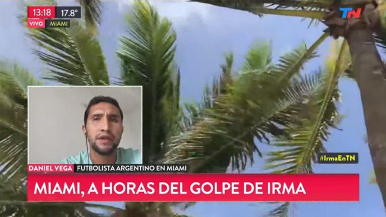 Desde Miami, el futbolista neuquino Daniel Vega dio su testimonio sobre la llegada del huracán Irma
