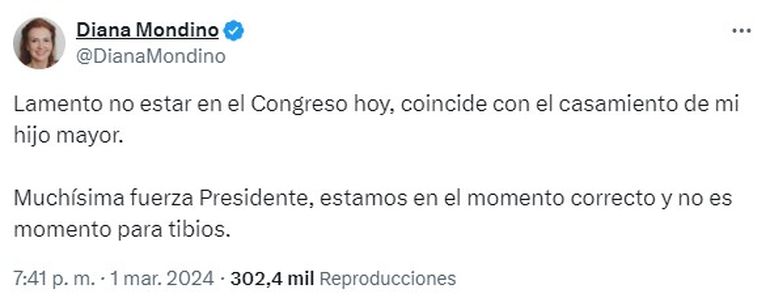 Diana Mondino y la sorpresiva ausencia en el discurso de Javier Milei. Diana Mondino y la sorpresiva ausencia en el discurso de Javier Milei.