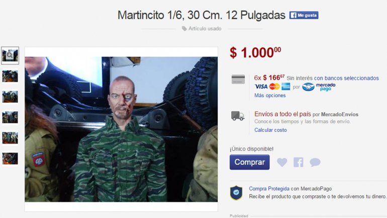 Viveza criolla: venden por internet el muñeco de Martín Lanatta