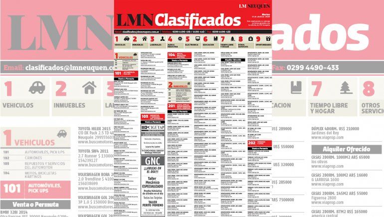Los clasificados de hoy de LM Neuquén