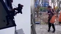 Bomberos del AMBA acudieron al rescate del trabajador que se encontraba atascado en el segundo piso de un conocido edificio de telefonía de Puerto Madero. Bomberos del AMBA acudieron al rescate del trabajador que se encontraba atascado en el segundo piso de un conocido edificio de telefonía de Puerto Madero.