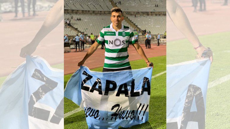 Acuña festejó otro título en Portugal con la bandera de Zapala