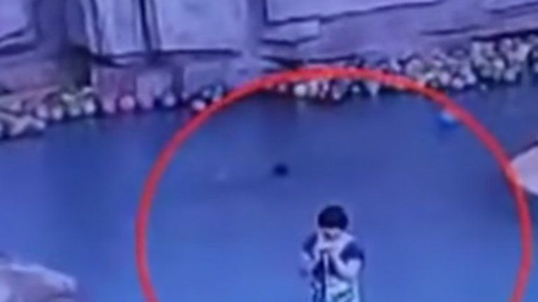 Quedó registrado en un video. El chico luchó tres minutos antes de morir.