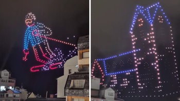 Un imponente show de drones se desplegó en el cierre de la Fiesta Nacional de la Nieve en Bariloche.