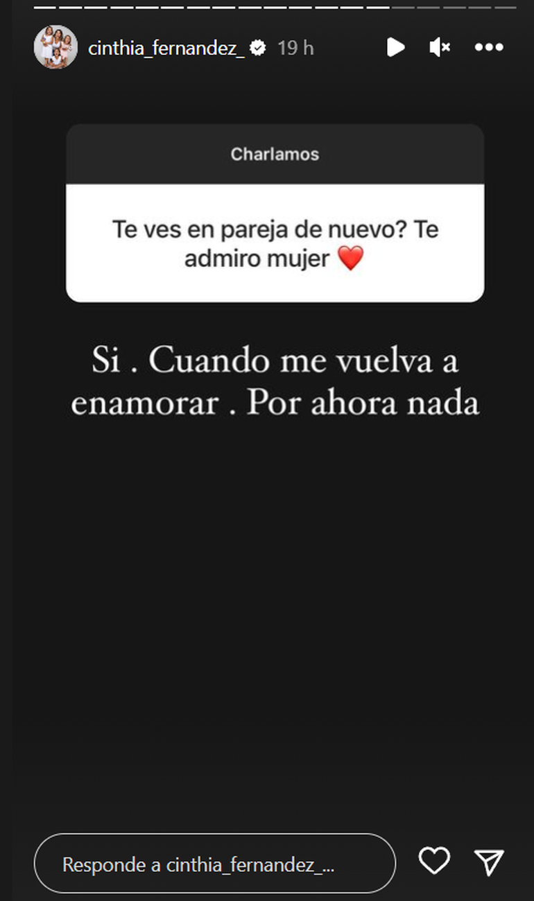 La respuesta de Cinthia Fernández a si está en pareja actualmente