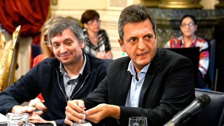 Máximo Kirchner junto a Sergio Massa