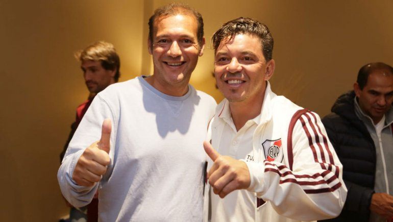 Gutiérrez visitó al plantel de River y reconoció a Gallardo como Huésped de Honor