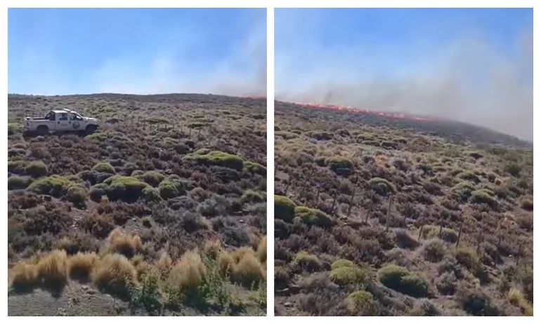 El nuevo incendio forestal se registró hacia las 14 del domingo en dirección a la localidad de Tecka